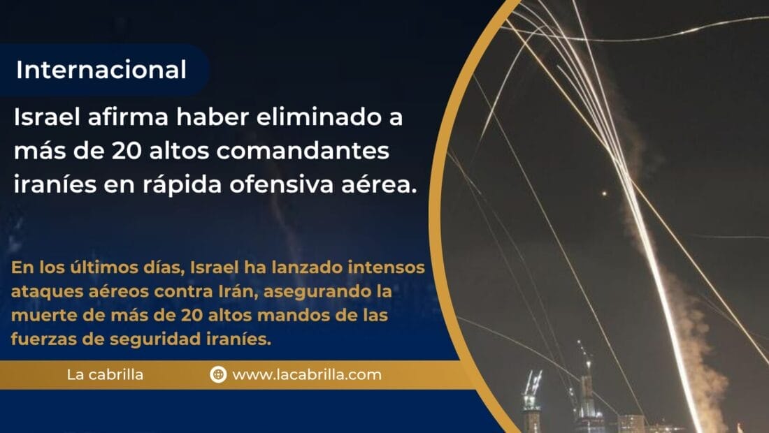Israel afirma haber eliminado a más de 20 altos comandantes iraníes en rápida ofensiva aérea.
