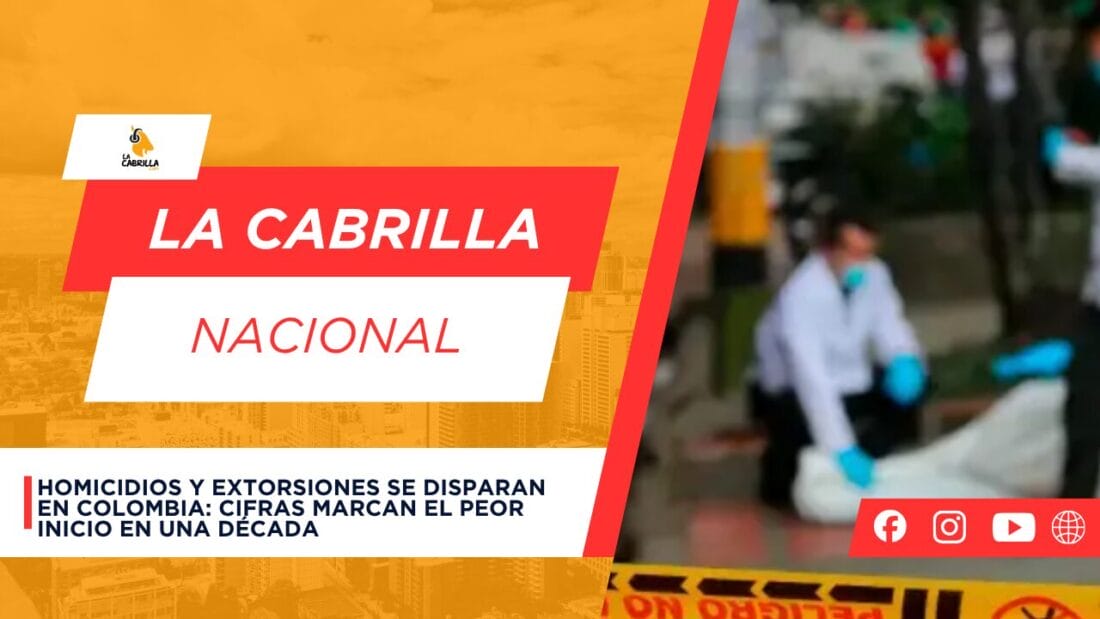 Homicidios y extorsiones se disparan en Colombia: cifras marcan el peor inicio en una década